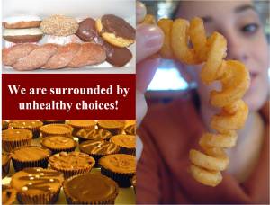 pictures of unhealthy foods such as curly fries