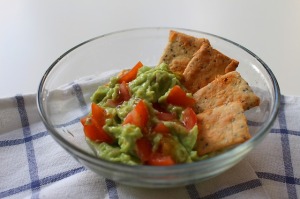 guacamole and crackers