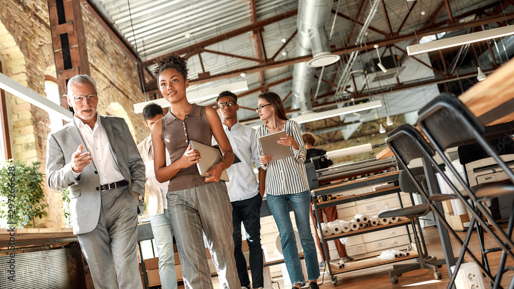 team taking a walking meeting
